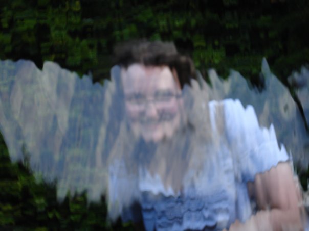 Me through a water feature at Alnwick Garden