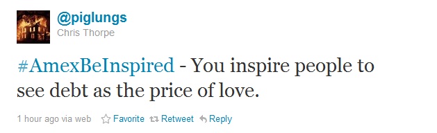 Tweet reads 'you inspire people to see debt as the price of love'