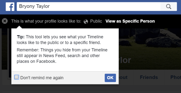 facebook view as public