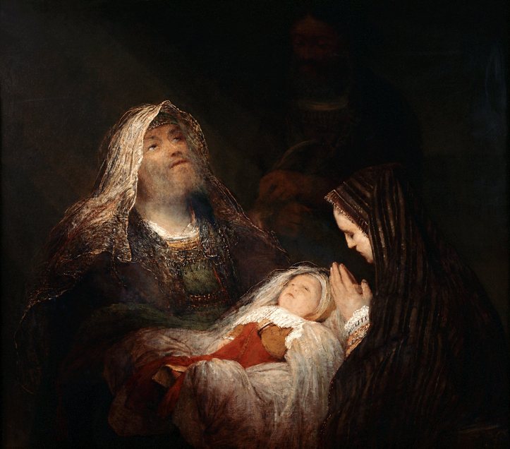 Painting of Simeon holding the baby Jesus